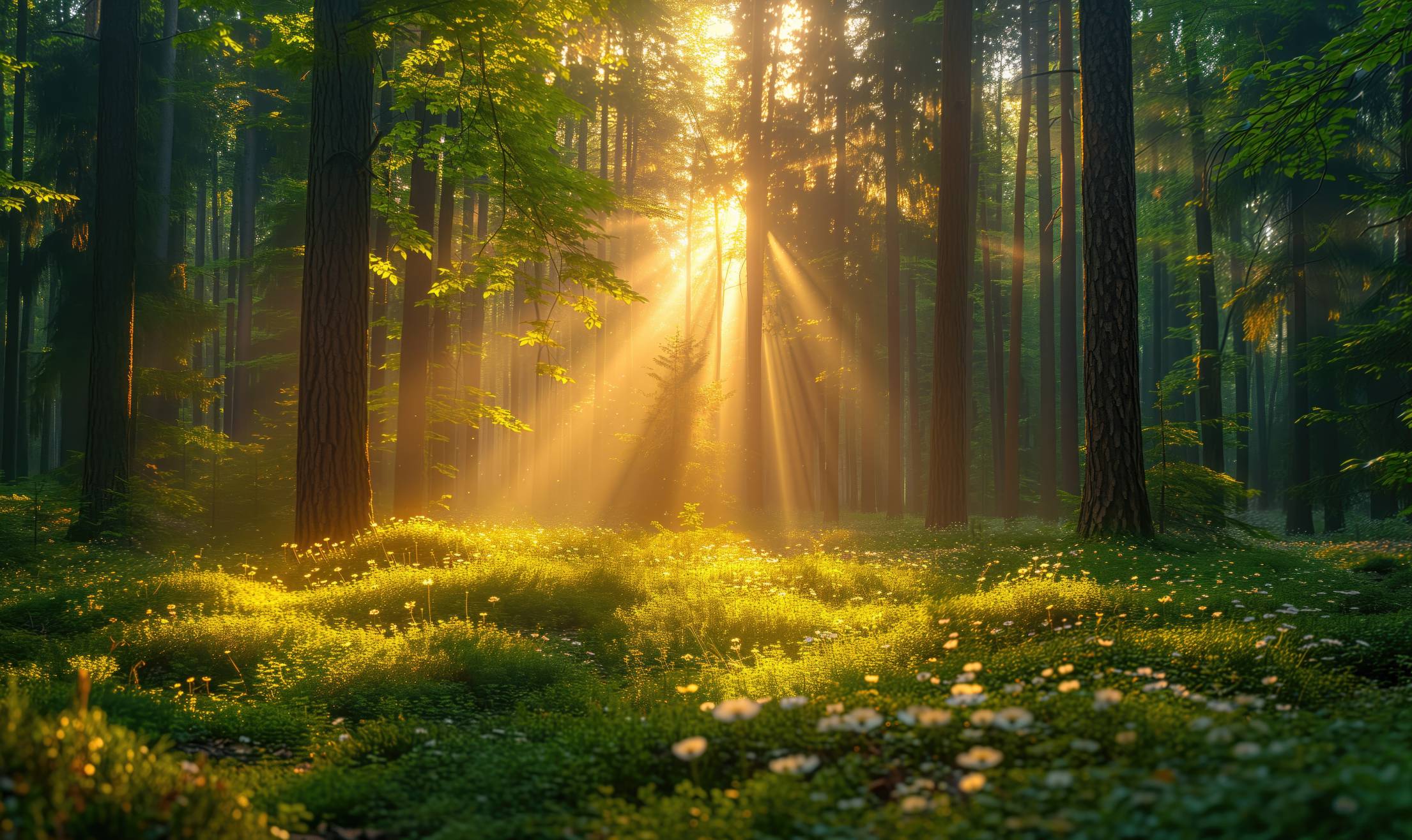 Magical Spring Forest Scenery During Morning Breeze Free Image