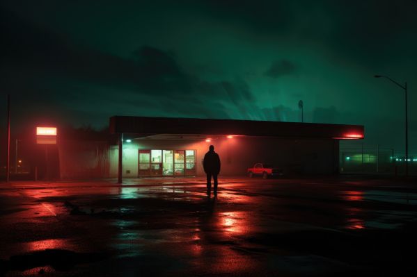 Man Standing in Front of Shop at Night Free Image