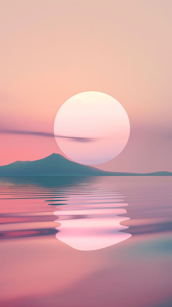 Massive Sun Over Calm Water Surface Free Image