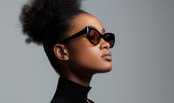 Minimalist Fashion Studio Photo of a Young Black Woman With Sunglasses Free Image