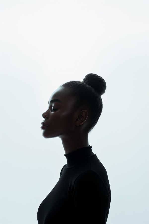 Minimalist Studio Portrait of a Young Woman With a Bun Free Image