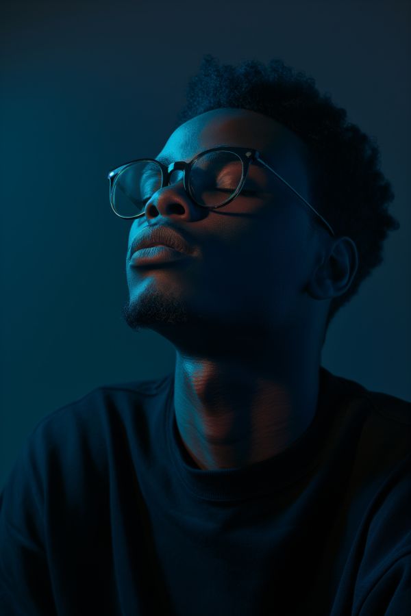 Modern Studio Portrait of a Young Man With Closed Eyes Free Image