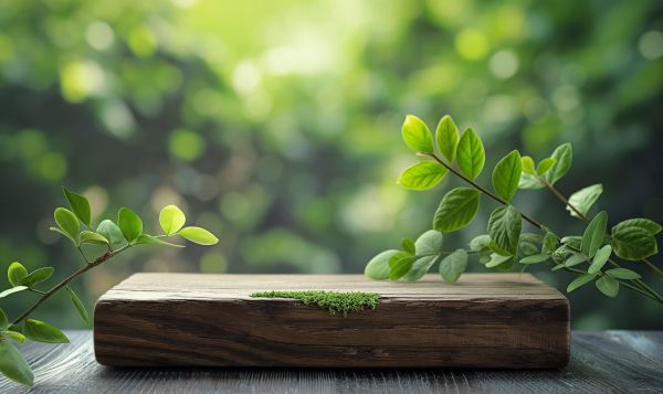 Natural Background with Wooden Pedestal for Product Photography Free Image