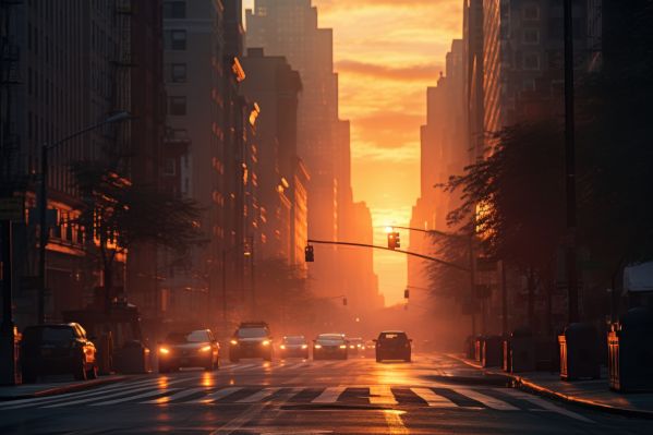 New York City Streets in Morning Sunrise Free Image