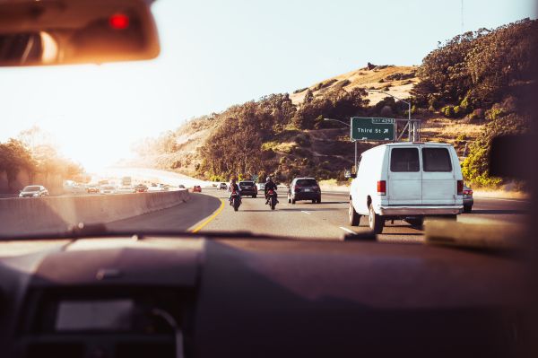 Passenger Seat View From a Car on a California Road Free Photo