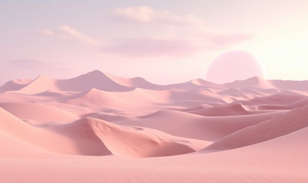 Pink Dunes Aesthetic Surreal Scenery with Big Moon Free Image