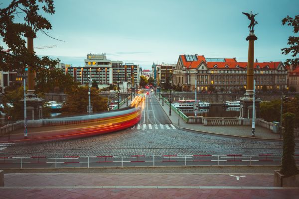 Prague Street in Motion Free Photo