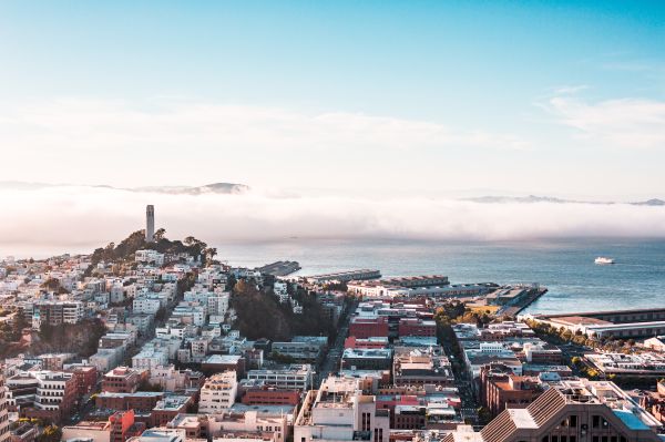 San Francisco Bay Panorama With Coit Tower Free Photo