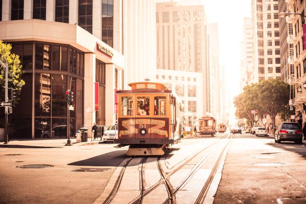 San Francisco Cable Car on Sunny California Street #2 Free Photo