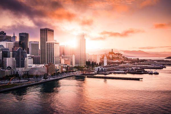 San Franciso Financial District Shore Evening Sunset Free Photo