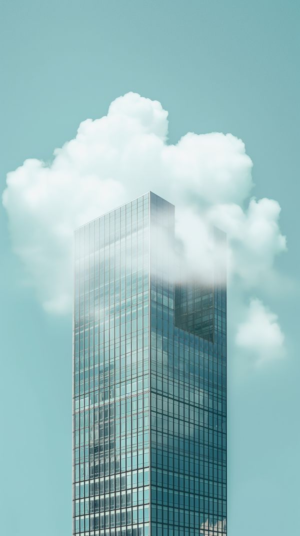 Skyscraper Top in the Clouds Free Image