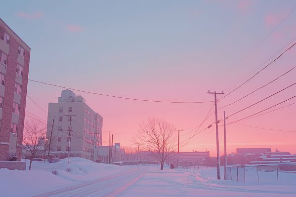 Slavic Beauty: Eastern Europe Town Covered in Snow After Sunset Free Image