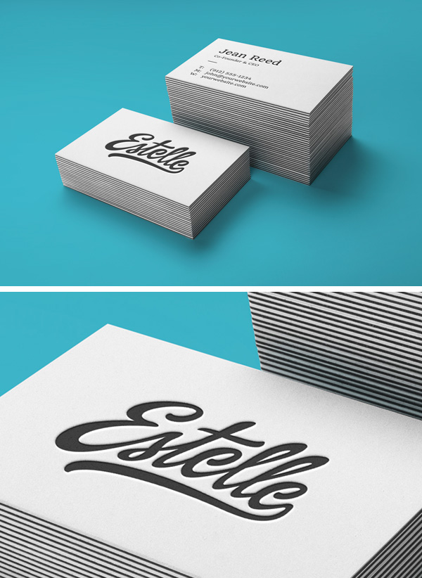 Free Stack Letterpress Business Cards MockUp