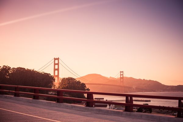 Stunning Golden Gate Bridge at the Evening Sunset Free Photo