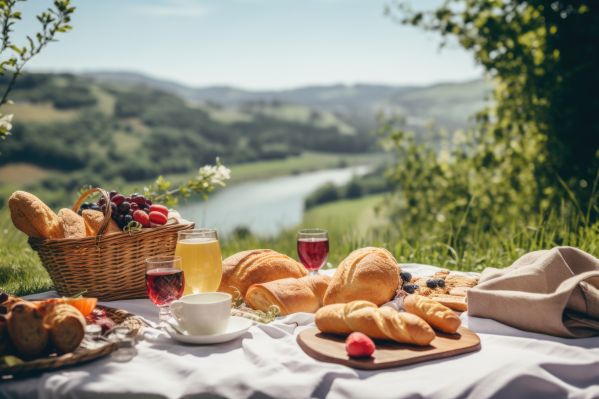 Summer Picnic with a Beautiful View of Nature Free Image