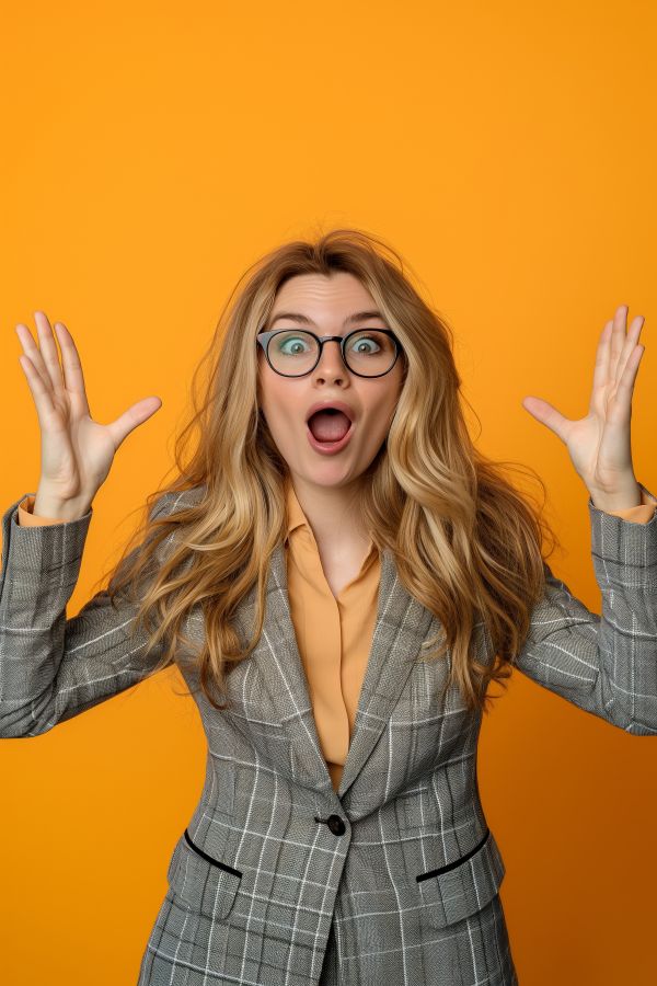 Surprised Business Woman With a New Business Idea Free Image