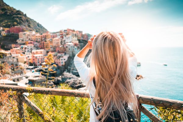 Travel Girl in Cinque Terre, Italy Free Photo