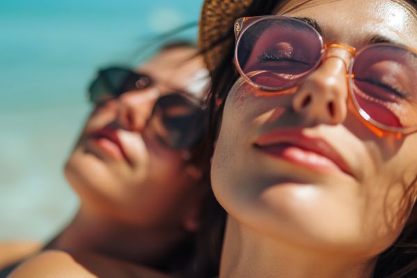 Two Women Enjoying the Sun on Their Summer Vacation Free Image