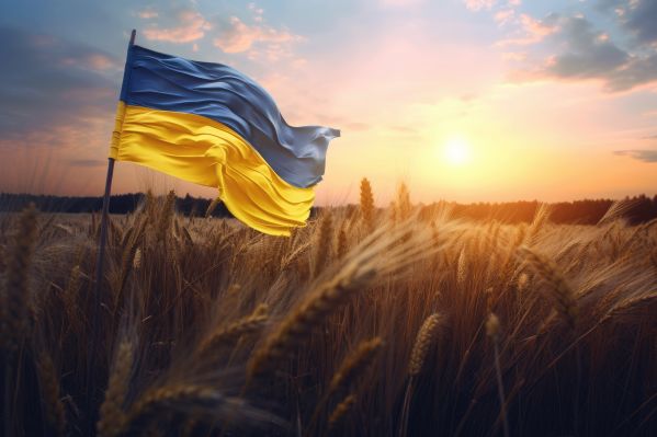 Ukraine Flag in Ukrainian Nature Free Image