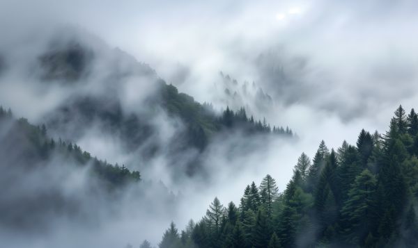 Very Foggy Weather in Forested Hills Free Image