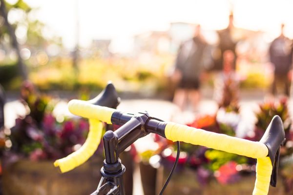 Yellow Bicycle Handlebars Close Up Free Photo