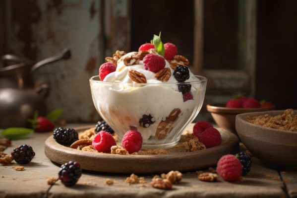 Yogurt With Muesli and Healthy Fruit Free Image