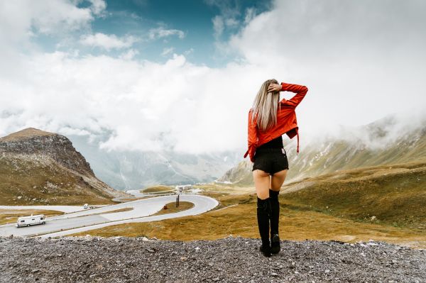 Young Woman and Scenic View of Grossglockner Austria Free Photo