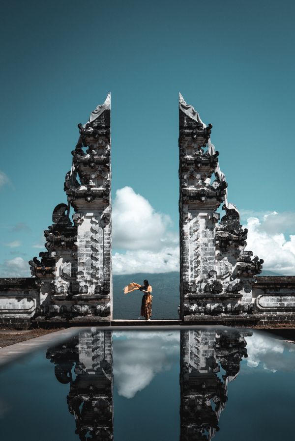 Young Woman Enjoying Moments in Temple of Lempuyang Free Photo